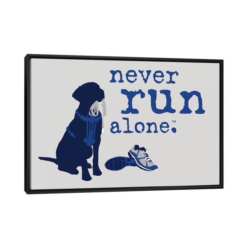 «Never Run Alone», impression sur toile, H 18 po x l 26 po x P 1,5 po, Toile avec cadre noir, Pas de tapis