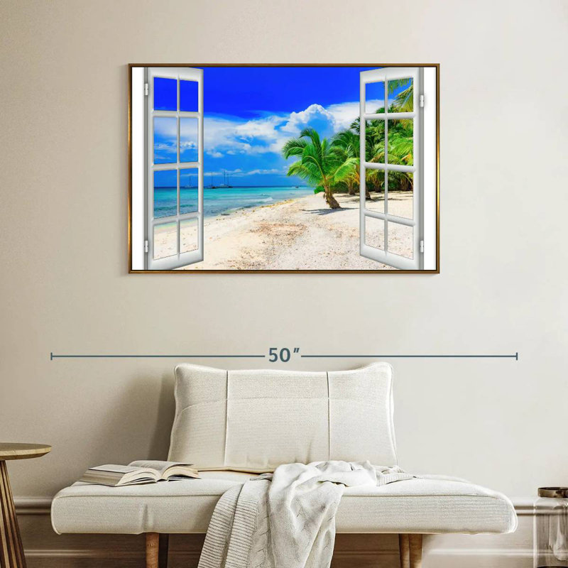 Fenêtre sur Malwae, Cadre flottant doré, 40 po x 27 po