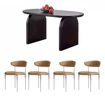 Table et chaise de salle à manger de style crème minimaliste