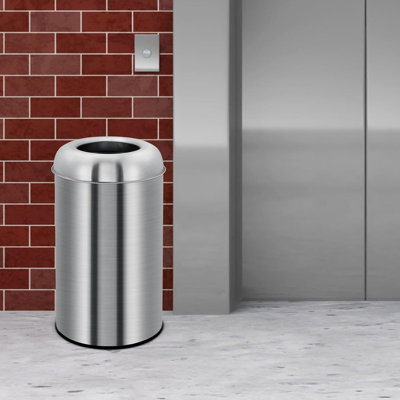 13/18.5 gal Open Top Trash Can, Stainless Steel Commercial Garbage Can with Removable Bucket