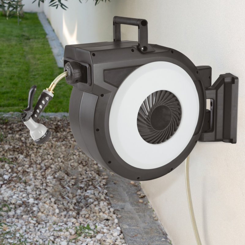 Retractable Hose - Hose Reel Wall Mount with 180-Degree Swivel Bracket + Auto-Rewind