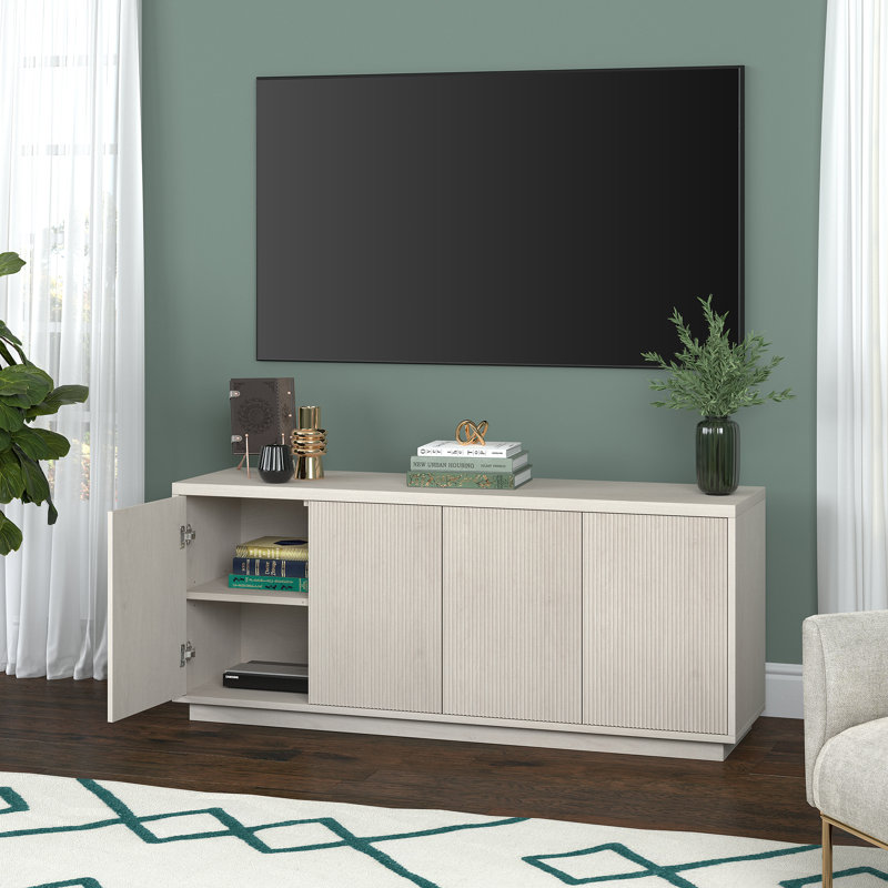 Hanson Rectangular Fluted TV Stand for TV's up to 65" in Alder White, Alder White