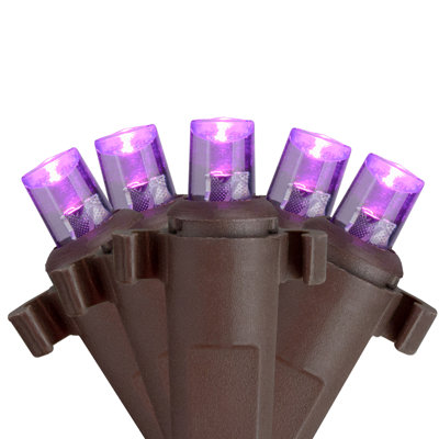 Guirlande de Noël 2 pi x 8 pi à DEL mauve style tronc d'arbre - fil brun