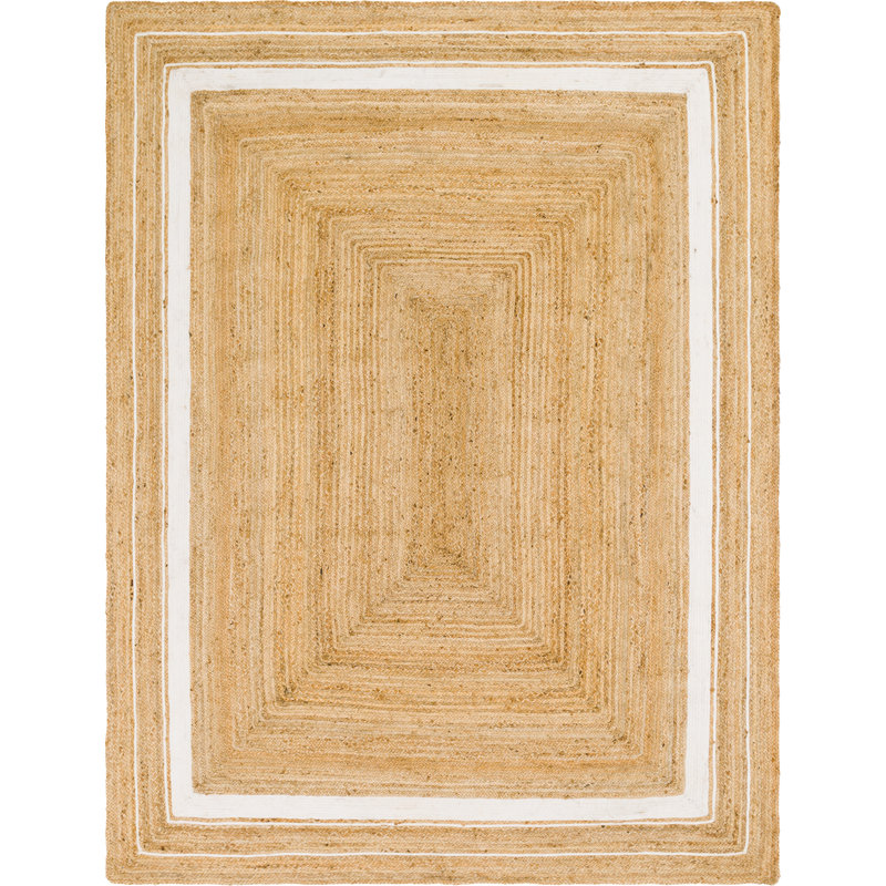 Tapis naturel tressé Lenard, Rectangle 4 pi 1 po x 6 pi 1 po, Natural/Beige