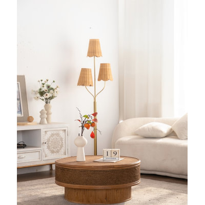 Table basse ronde de 31,5 po avec couvercle rabattable - corde de chanvre et rotin, de style naturel rétro, pour la salle à manger, la cuisine et le salon