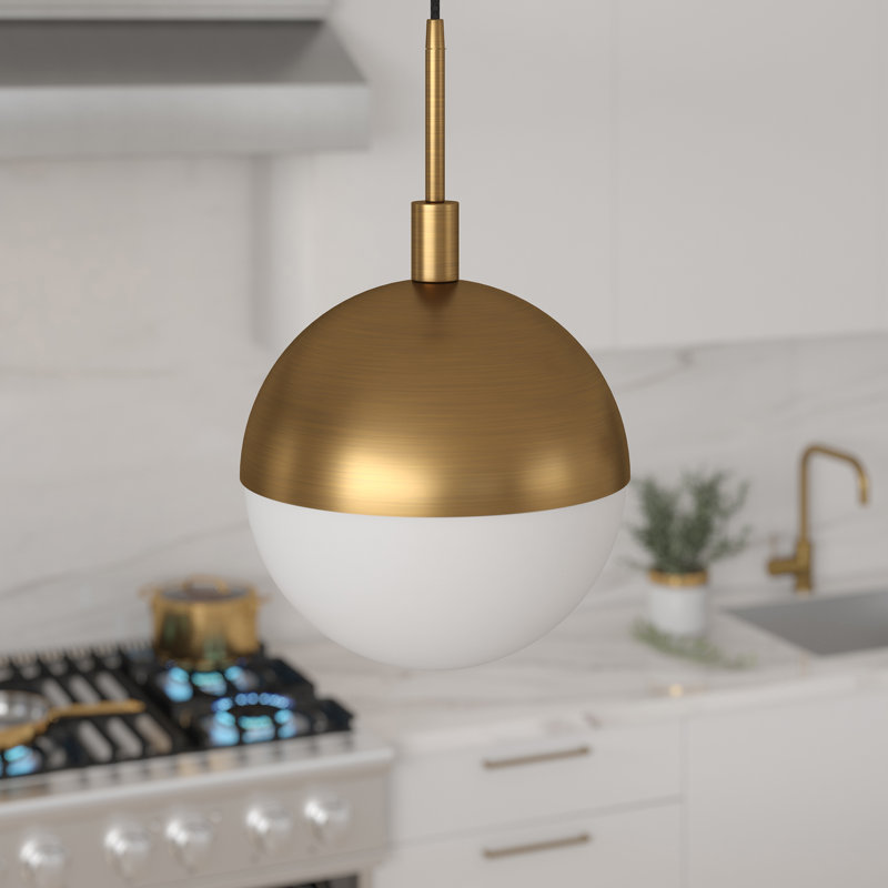 Luminaire suspendu sphérique 1 lumière Caillin, H 12 po x l 10 po x P 10 po