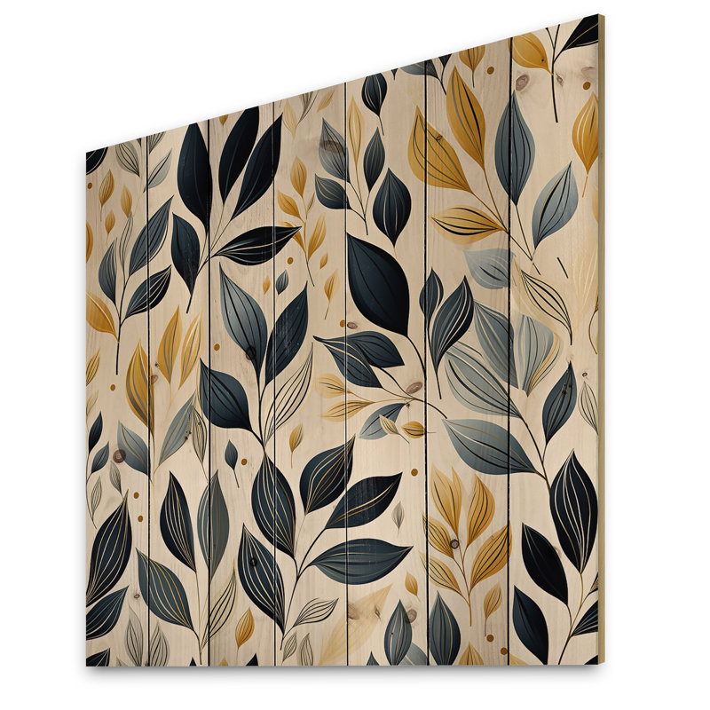 Tring - Floral Wall Art On Natural Pine Wood, 15" H x 15" W
