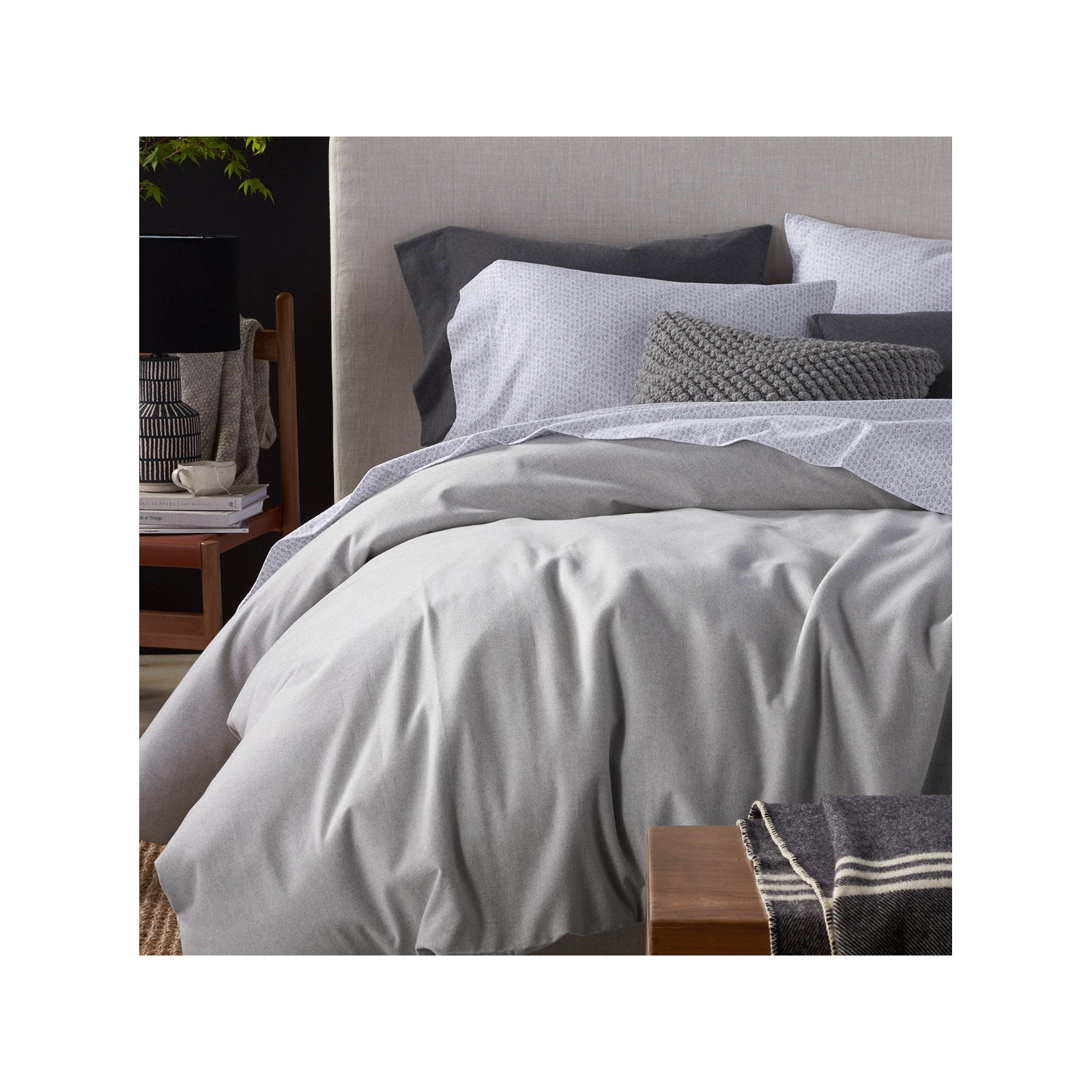 Cloud Cotton Flannel Duvet Cover, King Duvet Cover, Pale Gray Heather