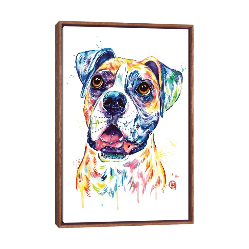 Boxer par Lisa Whitehouse - impression d'art graphique, H 40 po x l 26 po x P 1,5 po, Toile avec cadre en bois classique
