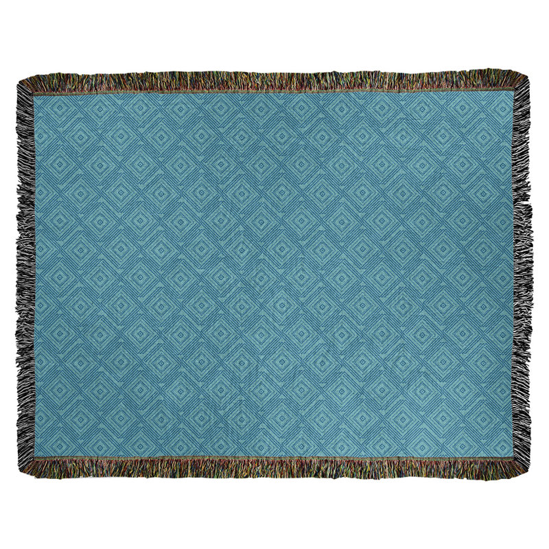 Couverture en coton tissé Katelyn Elizabeth, l 50 po x L 60 po, Bleu
