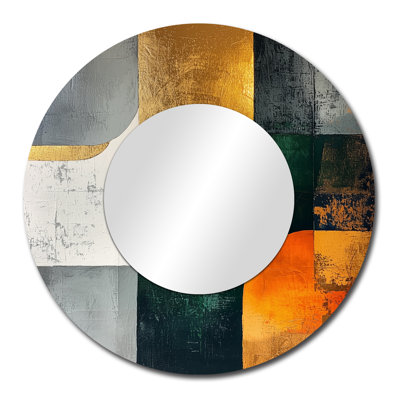 Géométrique doré vert et gris Pure Form I - Art mural miroir moderne - imprimé sur métal