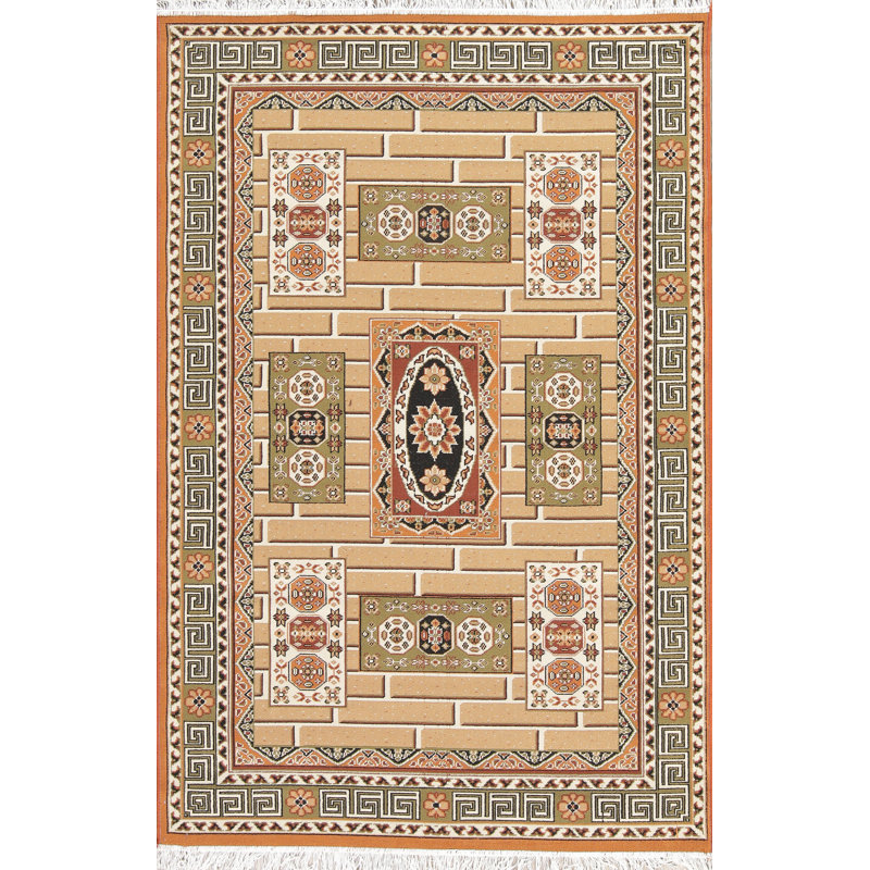 Tapis brun/vert turc shiraz Borges