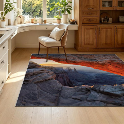 Red Machine Washable, Sunrise National Park Utah  Indoor Area Rug