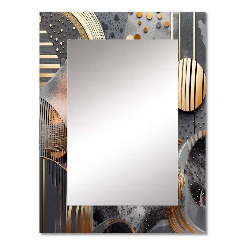 Doux couleurs marbrées abstraites III - grand miroir en marbre, décor de miroir mural doré unique, impression d'art en métal