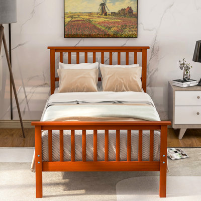 Lit plateforme en bois avec tête de lit robuste et chêne - La chambre à coucher Essential fournit une solution de sommeil confortable