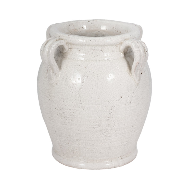 Ceramic/Porcelain Table Vase, 9" H x 8" W x 8" D, Glossy White