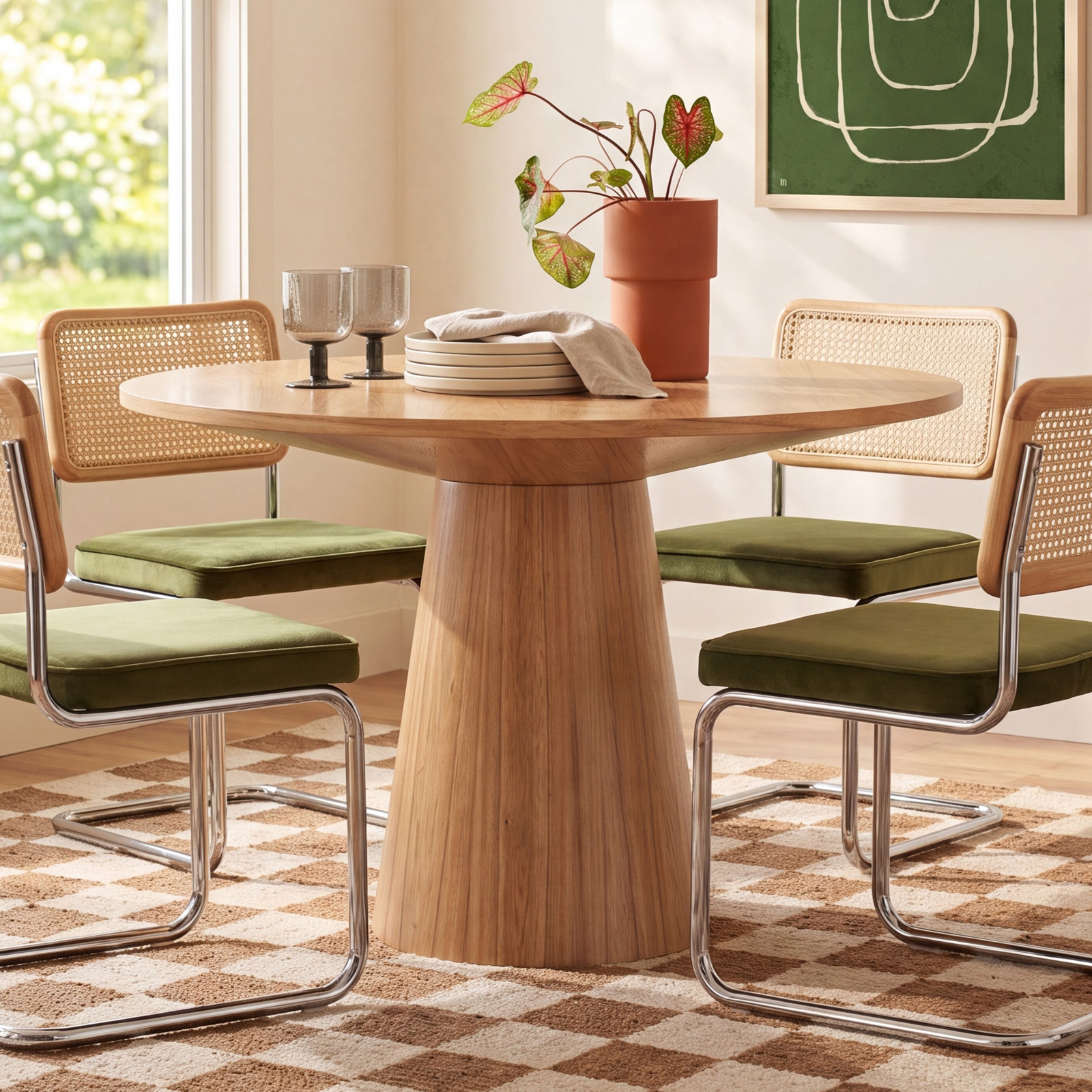 Wyatt Dining Table, Natural, 31"H x 47"L x 47"W
