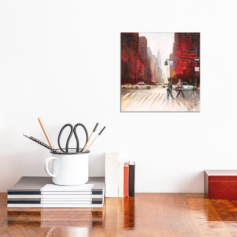 Red Fusion IV by Luc. - Wrapped Canvas Painting, 30.48 cm H x 30.48 cm W