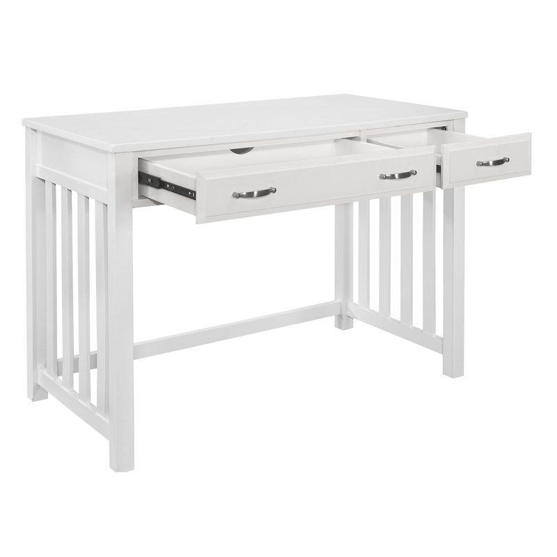 Meuble de bureau moderne et moderne avec 2 tiroirs et 2 tiroirs pour clavier (sans les chaises de bureau), Blanc