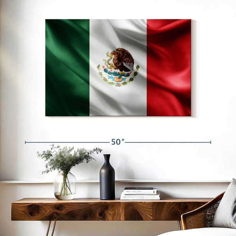 Borges Silk Mexican Flag, 26" H x 39" W