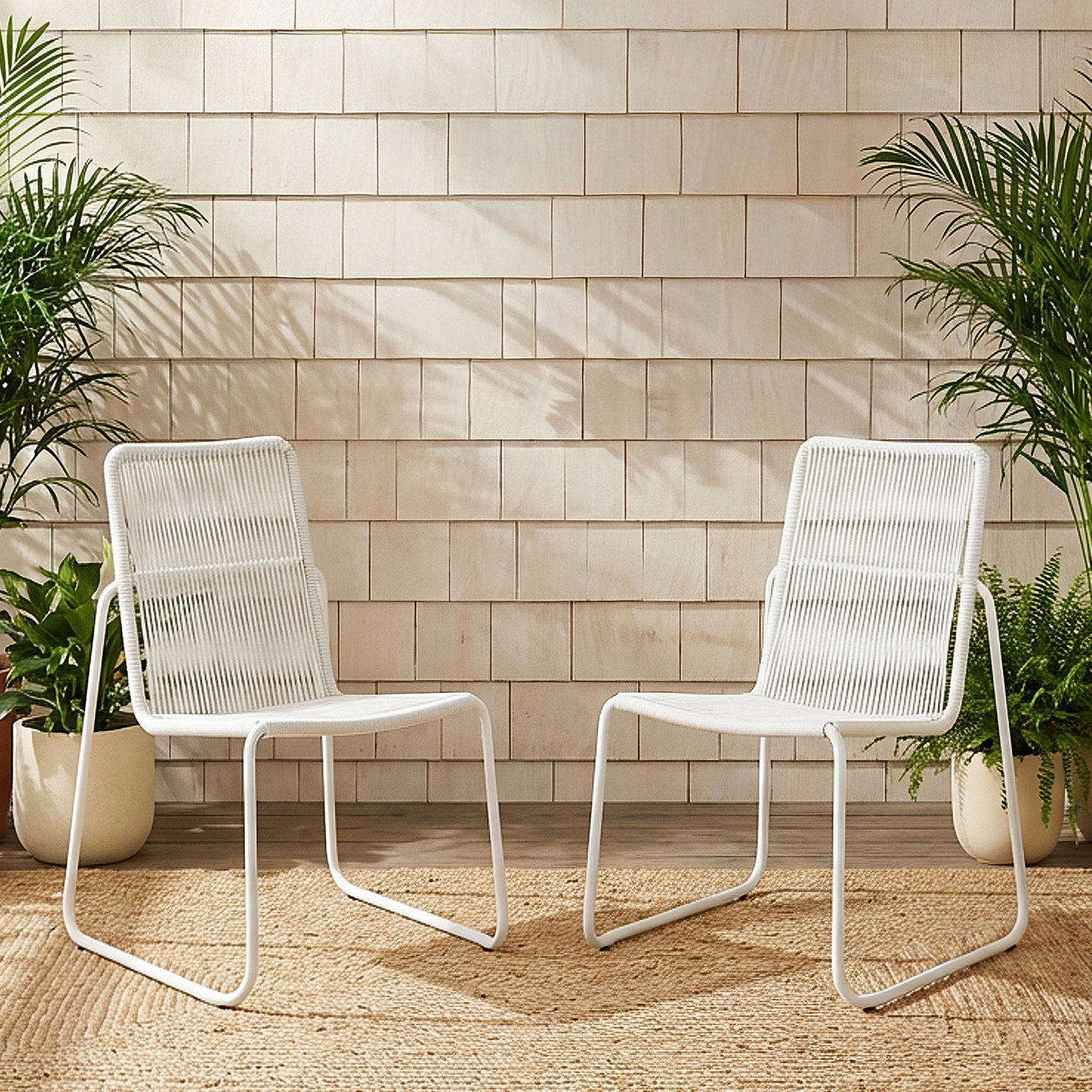 Patio Lounge Chair, White/White