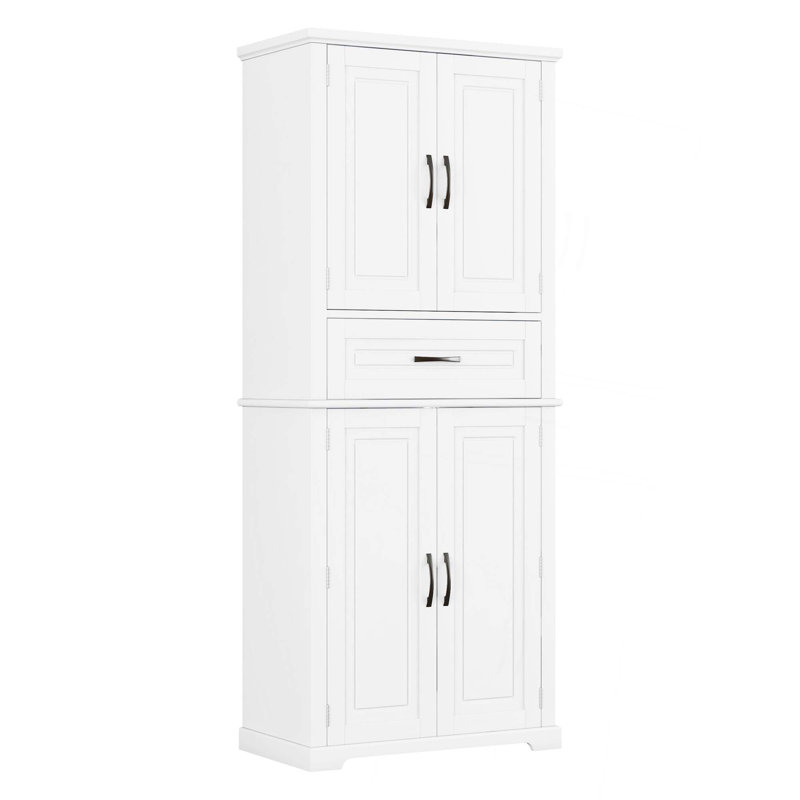 Bathroom Storage Cabinet with Multi-Functional Storage Space, Drawer with Slide Rails, Adjustable Shelf, White