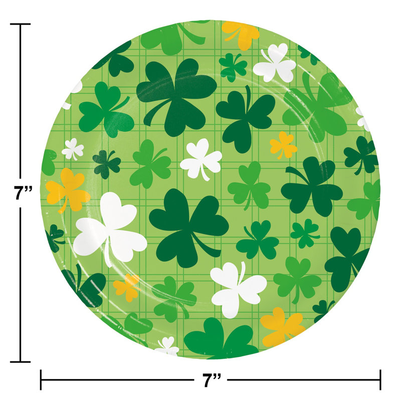 Creative Converting Shamrock and Roll Shamrock Pattern Dessert Paper Plates, 24 ct.