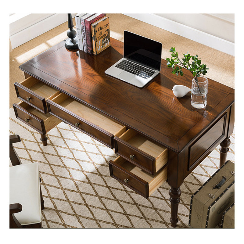 Bureau de rangement de style américain en chêne brun pour bureau et chambre