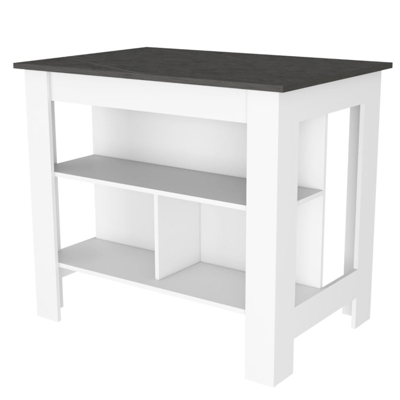 Blanc et cuisine Wonder: îlot avec et armoire murale Delight charmant: pour un sentiment de charisme