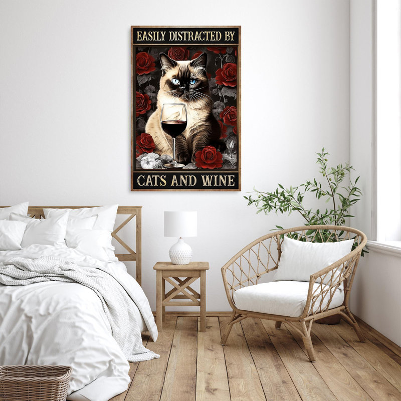 " Roses Cats And Wine ", 36" H x 24" W x 1.25" D