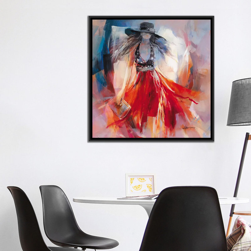 «Summer Dress I», reproduction sur toile, H 18 po x l 18 po x P 1,5 po, Toile avec cadre noir, Pas de tapis