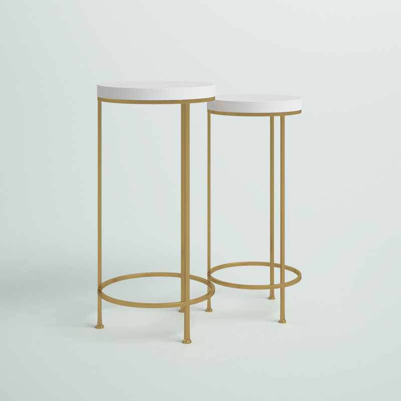 Scheidt Nesting Tables, White, Gold
