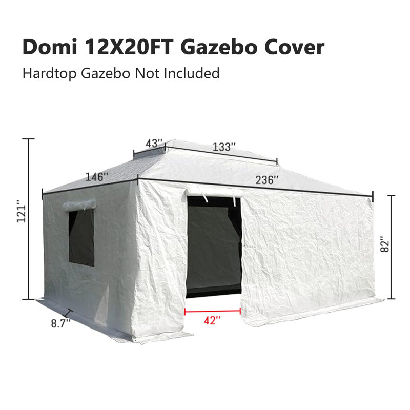 Housse universelle d'hiver pour pavillon de jardin, H 121 po x l 146 po x P 236 po