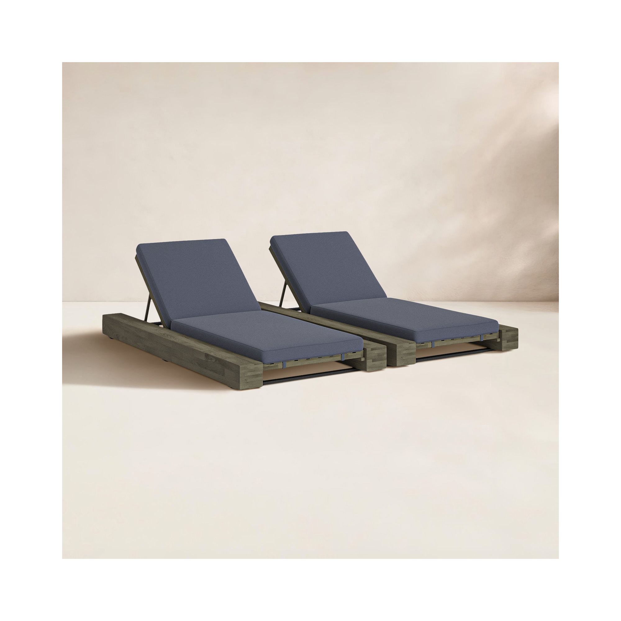 Donnie 39'' Outdoor Acacia Chaise Lounge, Sandblast Gray Frame/Dark Gray Cushion
