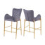 Ensemble de 2 tabourets de bar à hauteur de comptoir 28,75 po, fauteuils à hauteur de bar, tabourets en velours avec pieds et repose-pieds dorés-919037502