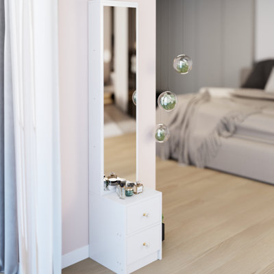 63" High Full Body Mirror Cabinet, 11.8" Depth 15.7" Width, Multi Layer Storage, Simple Version, American Design, White Tall X Dressing Stylish, Style,