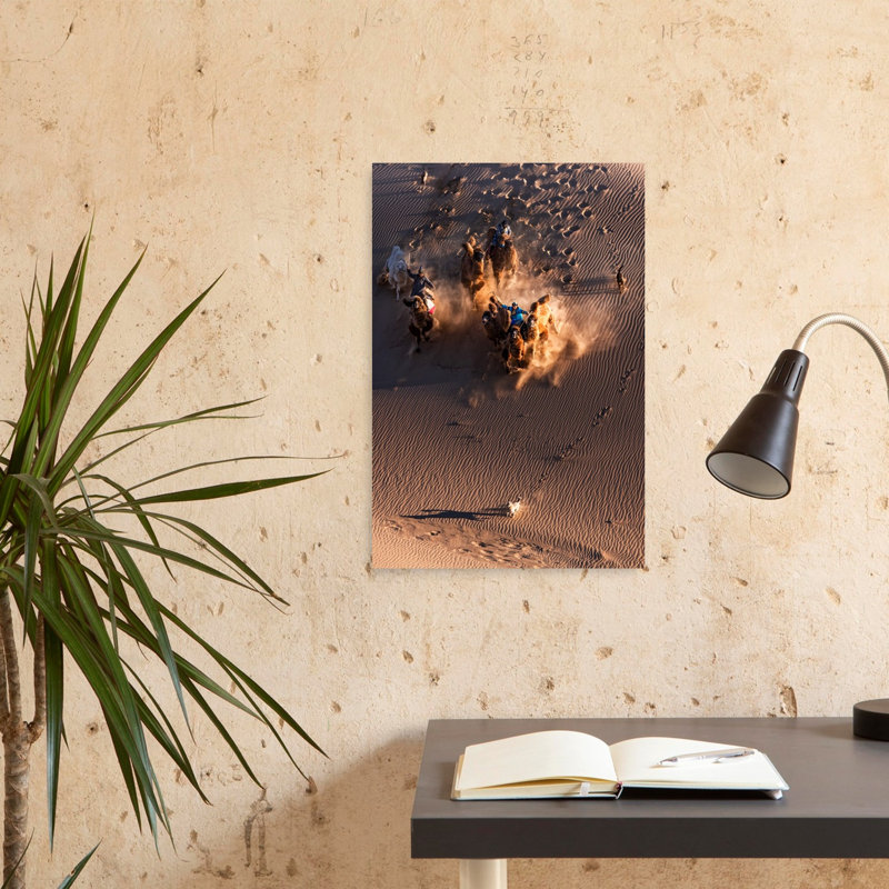 «Dusty Desert Adventure Abstract Contemporary Dog Landscape Nature», reproduction d'art murale, H 24 po x l 16 po