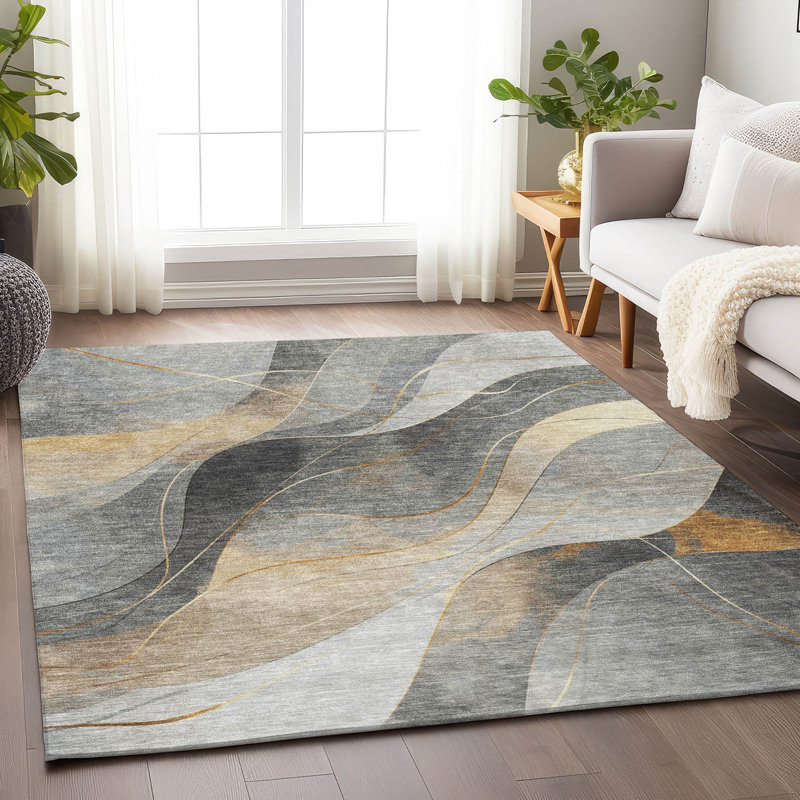 Tapis intérieur / extérieur gris Aelien, 5' x 7'6"