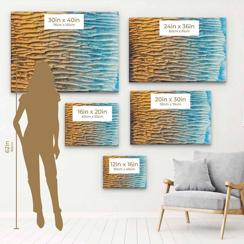 «Gitcho Beige», art mural abstrait sur toile, 0661, H 12 po x l 16 po, Cadre noir