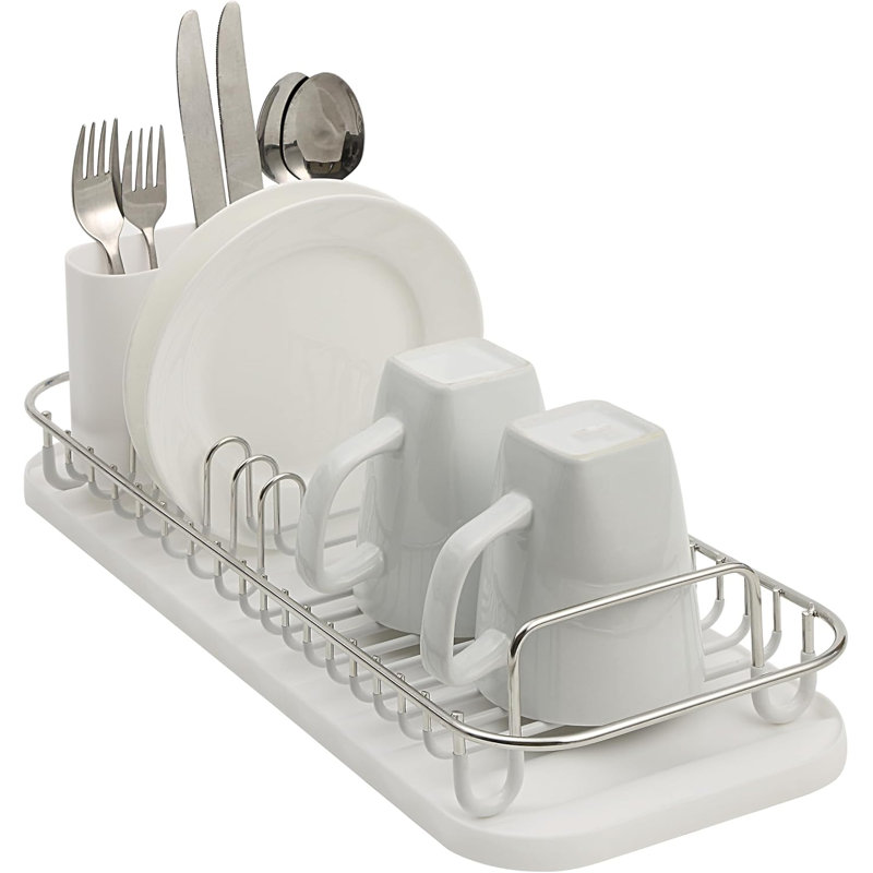 304 Stainless Steel NeverRust Compact Dish Drying Rack with Utensil Holder