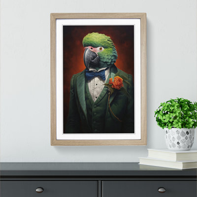 Parrot in a Suit 1 Piece Single Picture Frame Wall Art