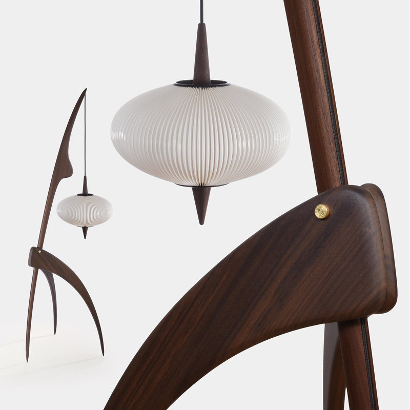 Praying Mantis Floor Lamp, French Walnut