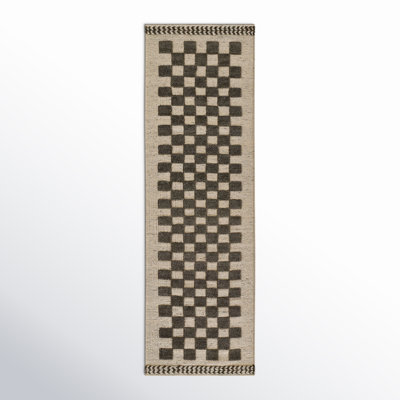 Azle Charcoal Beige Hand-Woven Wool Rug