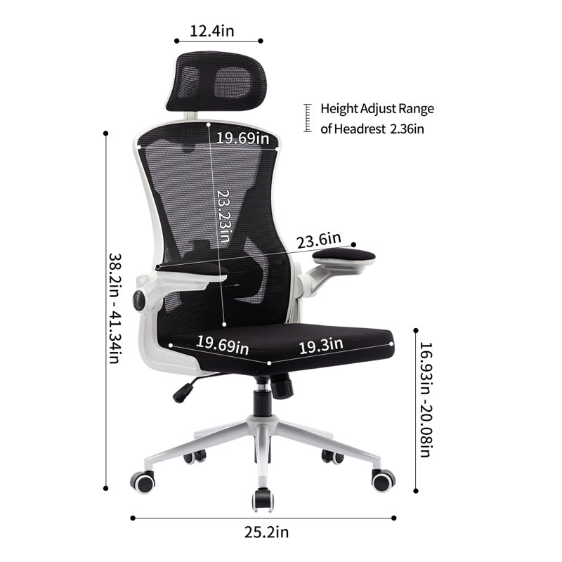Kateria Polyester Blend Task Chair with Headrest, White/Black