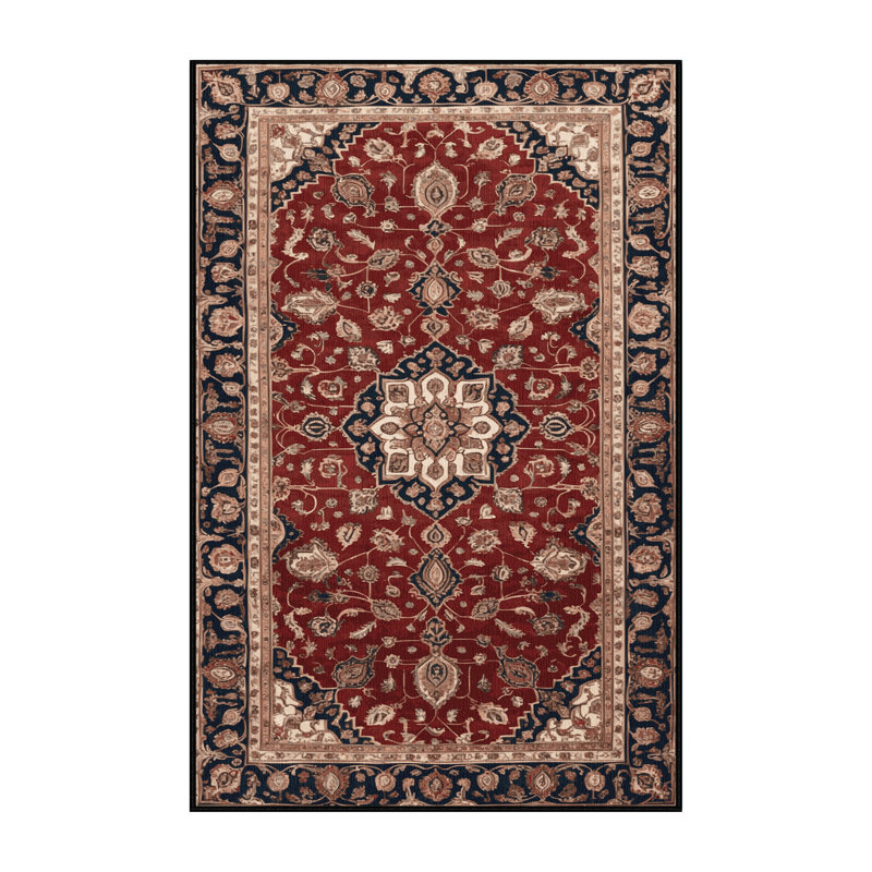 Tapis persan noir lavable à la machine, Rectangle 5 pi x 7 pi