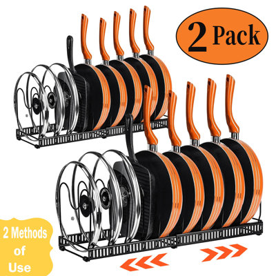 Set Of 2 Pot Lid Rack Expandable Pot and Pan Organizer for Cabinet