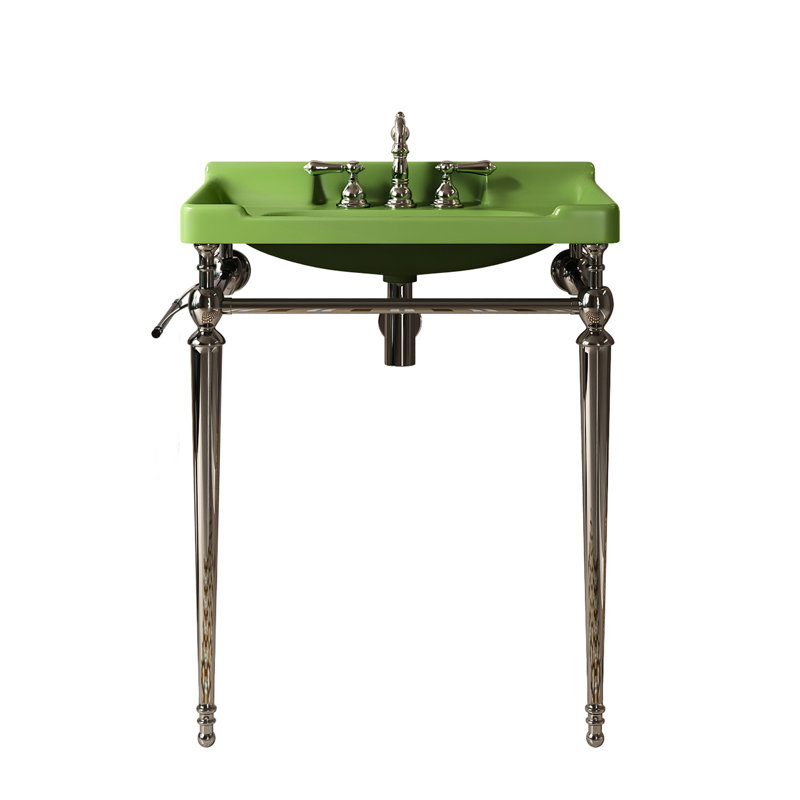 Lavabo de salle de bain 28 po, lavabo en céramique, 3 trous de robinet standard, pieds en acier inoxydable, support à serviettes, look, ouvertures pré-percées de la console de lavabo rectangulaire facile à nettoyer, accessoire, couleur,