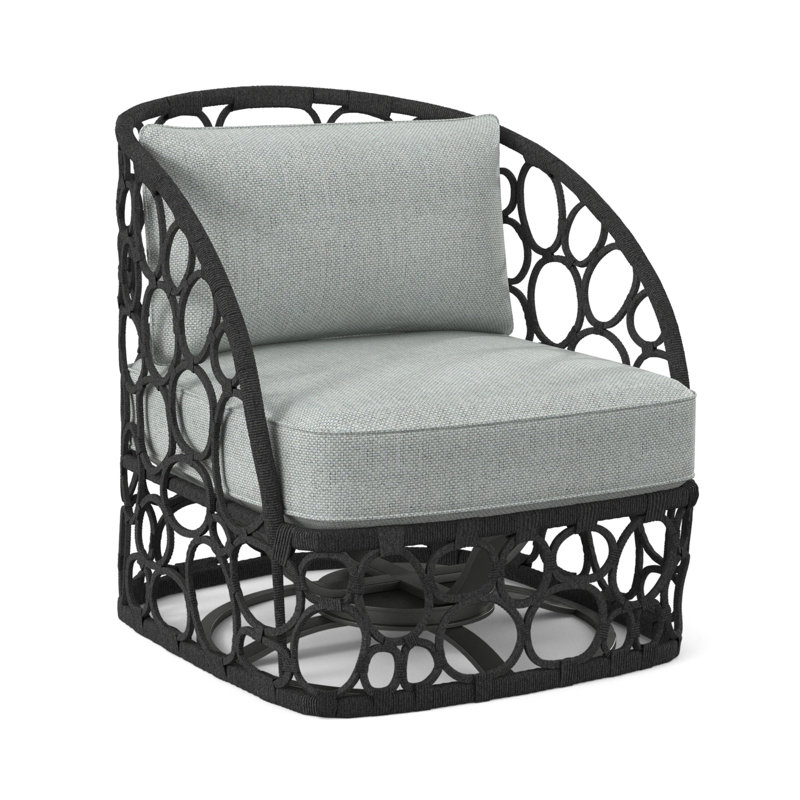 Bali Swivel Patio Chair with Cushions, Light Grey Linen 6032-010, Lava
