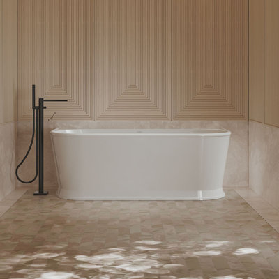 Baignoire de trempage autoportante en acrylique blanche 67 "x 31" avec trop-plein et bonde escamotable pour salle de bain MonBlari