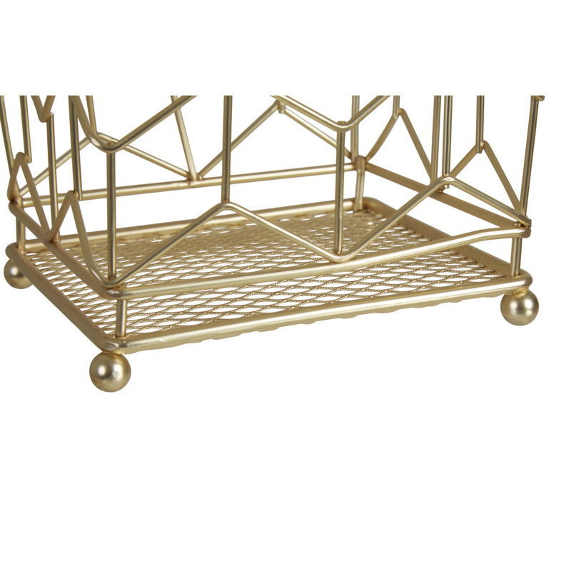 Metal Square Utensil Crock, Gold
